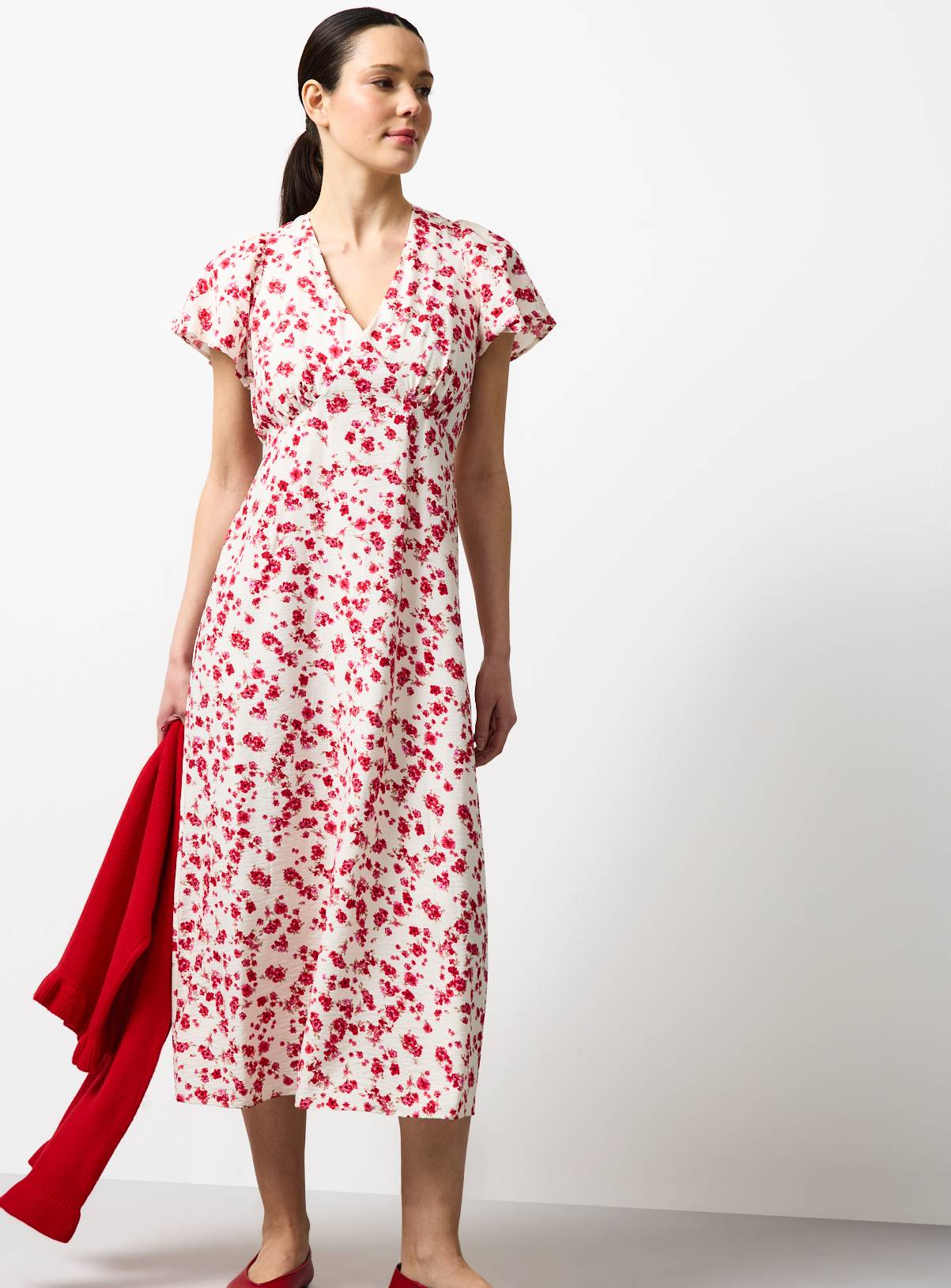 Pink Floral Print Midaxi Tea Dress 8 - Image 1